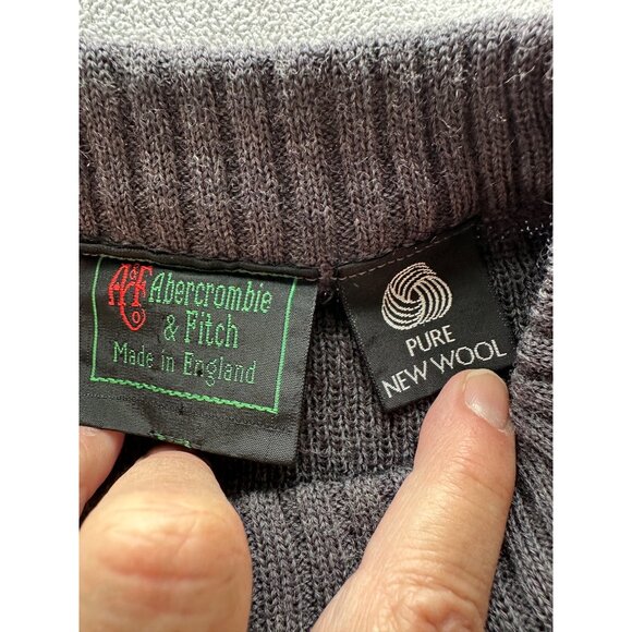 Vtg Abercrombie Fitch Sweater Mens Large Wool England Made Hunting Black Label - Picture 5 of 9
